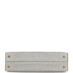 Hermes Special Order (HSS) Kelly Sellier 20 Gris Perle and Black Matte Alligator Gold Hardware - Image 6