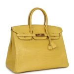 Hermes Birkin 35 Mimosa Matte Porosus Crocodile Gold Hardware - Image 2