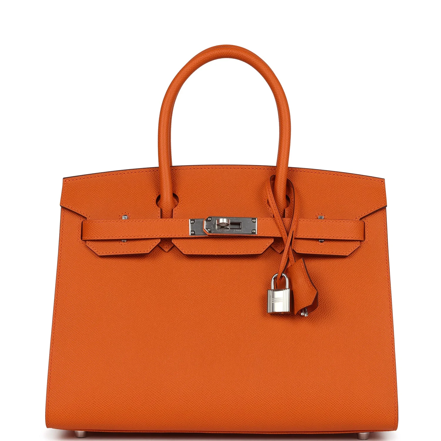 B008565F-C06D-62E9-BB85-87A5BD362747.webp Hermes Birkin Sellier 30 Orange Epsom Palladium Hardware - Image 1