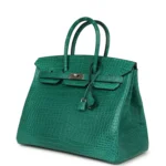 Hermes Birkin 35 Malachite Matte Porosus Crocodile Palladium Hardware - Image 5