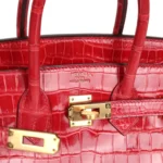 Hermes Birkin 25 Braise Shiny Porosus Crocodile Gold Hardware - Image 7