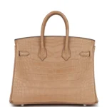 Hermes Birkin 25 Chai Matte Alligator Palladium Hardware - Image 4