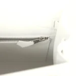 Hermes Kelly Sellier 25 New White Swift and Ecru-Beige Toile H Canvas Palladium Hardware - Image 9