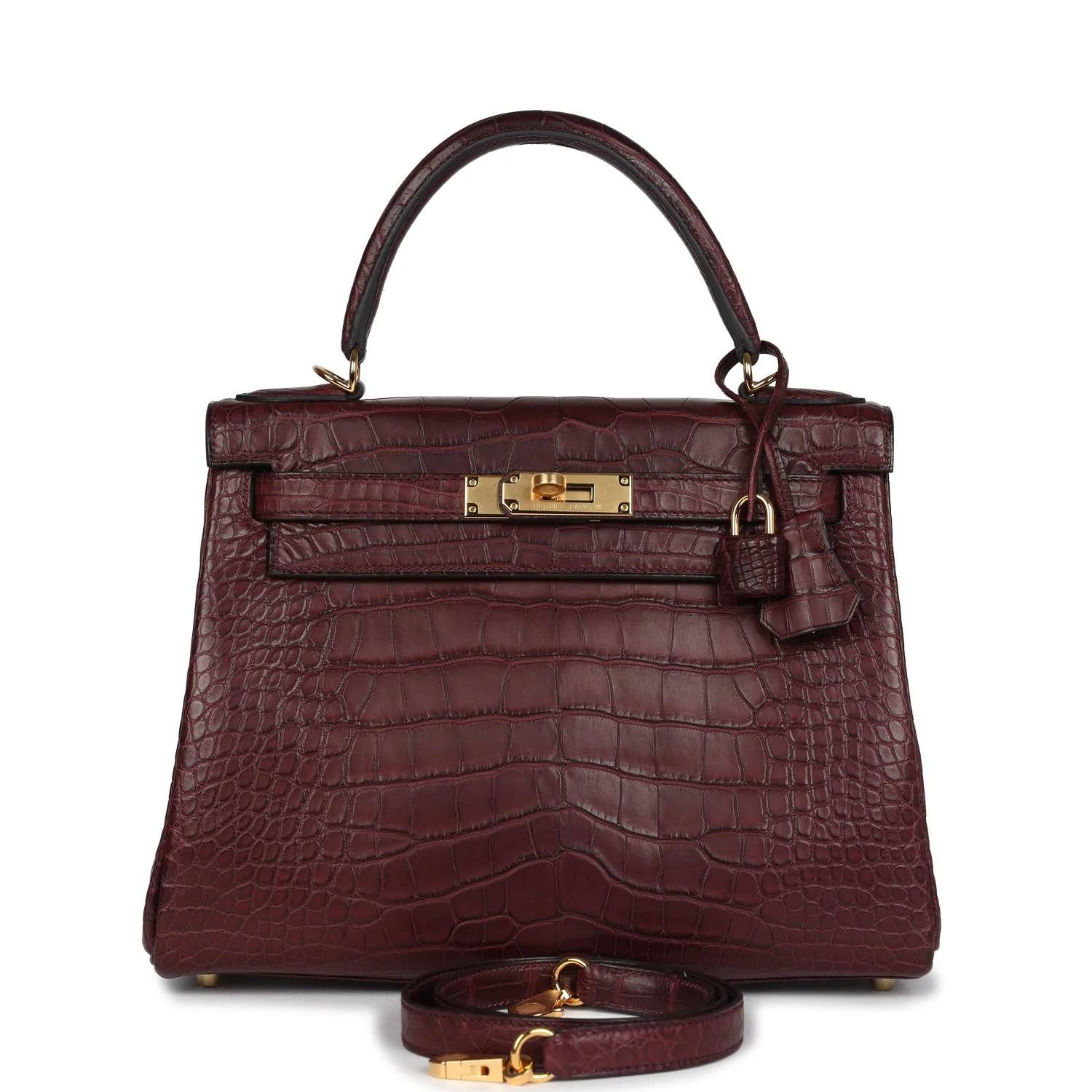 B18B7900-E7AB-DBA8-070E-841FA4E7C0E4.webp Hermes Kelly Retourne 28 Bordeaux Matte Alligator Gold Hardware - Image 1