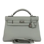 Hermes Kelly 42 Maxi Bleu Glacier Togo Palladium Hardware