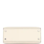 Hermes Special Order (HSS) Kelly Sellier 25 Nata and Black Chevre Mysore Brushed Palladium Hardware - Image 6