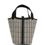 Hermes Picotin Lock 18 Black Swift and Ecru, Bleu, Black and Fauve Toile H Canvas Palladium Hardware - Image 4