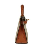 Hermes Special Order (HSS) Kelly Sellier 20 Parchemin and Cognac Ostrich Gold Hardware - Image 3