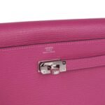 Hermes Kelly Wallet To Go Rose Pourpre Chevre Palladium Hardware - Image 7