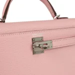 Hermes Kelly Sellier 20 Rose Sakura Chevre Mysore Palladium Hardware - Image 7