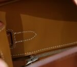 Hermes Birkin gold-plated bag, golden-brown Swift combination, original canvas, fully hand-sewn, silver buckle, 30cm long customization - Image 9