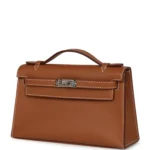 Hermes Kelly Pochette Gold Swift Palladium Hardware - Image 5