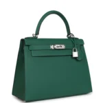 Hermes Kelly Sellier 28 Vert Moyen Epsom Palladium Hardware - Image 2