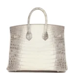 Hermes Birkin 25 Himalaya Niloticus Crocodile Palladium Hardware - Image 4