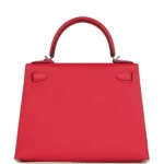 Hermes Kelly Sellier 28 Rose Extreme Epsom Palladium Hardware - Image 4