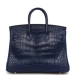 Hermes Birkin 25 Bleu Saphir Matte Alligator Gold Hardware - Image 4