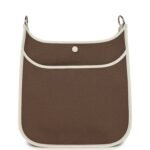 Hermes Neo Evelyne PM Etoupe Officier Canvas and Gris Pale Swift Palladium Hardware - Image 4