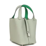 Hermes Picotin Lock 18 Eclat Gris Neve Clemence and Vert Comics Swift Palladium Hardware - Image 2