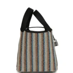 Hermes Stripe Picotin Lock 18 Black Swift and Ecru, Bleu, Black and Fauve Toile H Canvas Palladium Hardware - Image 3