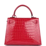 Hermes Kelly Sellier 25 Rose Extreme Shiny Alligator Palladium Hardware - Image 4