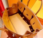 Hermes  Birkin platinum bag, golden brown color, Togo style fully hand-sewn silver buckle 29-42cm long customization - Image 9
