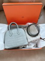 Bolide Mini 18CM Matte crocodile leather Crystal Gray