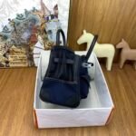 HERM&Egrave;S Limited Edition Birkin Cargo 25-35 in Gold Swift leather and Canvas with Palladium hardware customization - Image 9