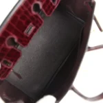 Hermes Birkin 25 Bordeaux Shiny Niloticus Crocodile Gold Hardware - Image 8