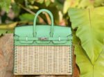 Herm&egrave;s Picnic Sellier Birkin 25 Avocado Green Swift Palladium Hardware - Image 3