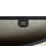 Hermes Evelyne III PM Black Clemence and Ecru Toile Gold Hardware - Image 7