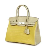Herm&egrave;s 30cm Birkin HSS Vanille/ Mimosa Matte Alligator Palladium Hardware customization - Image 6