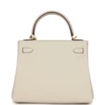 Hermes Special Order (HSS) Kelly Retourne 25 Craie Verso Togo Brushed Gold Hardware - Image 4