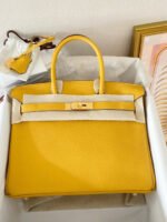 Herm&egrave;s Birkin 25-30 amber yellow gold buckle TOGO custom