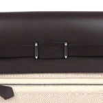 Hermes Herbag Zip 20 Mini Ecru and Beige Toile H Canvas and Ebene Vache Hunter Palladium Hardware - Image 7