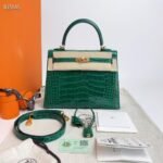 Herm&egrave;s Kelly 25 Alligator Vert Emerald customization - Image 5