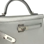 Hermes Kelly Sellier 20 Argent Chevre Chamkilight Palladium Hardware - Image 7