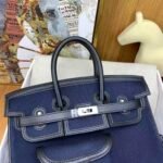 HERM&Egrave;S Limited Edition Birkin Cargo 25-35 in Gold Swift leather and Canvas with Palladium hardware customization - Image 3