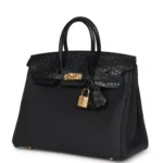 Hermes Birkin 25 Black Matte Alligator and Togo Touch Gold Hardware - Image 5