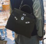 Herm&egrave;s Kelly 40 black silver buckle TOGO leather custom - Image 5