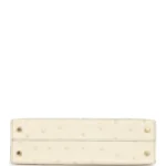 Hermes Special Order (HSS) Kelly Sellier 20 Beton and Gris Tourterelle Ostrich Permabrass Hardware - Image 6