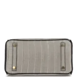 Hermes Special Order (HSS) Birkin 25 Gris Perle and Black Matte Alligator Mississippienis Brushed Gold Hardware - Image 6
