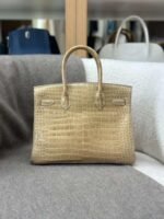 Hermes beige silver buckle shiny inverted V crocodile birkin 25-30CM customization - Image 2