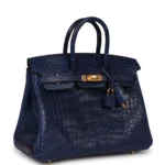 Hermes Birkin 25 Bleu Saphir Matte Alligator Gold Hardware - Image 2