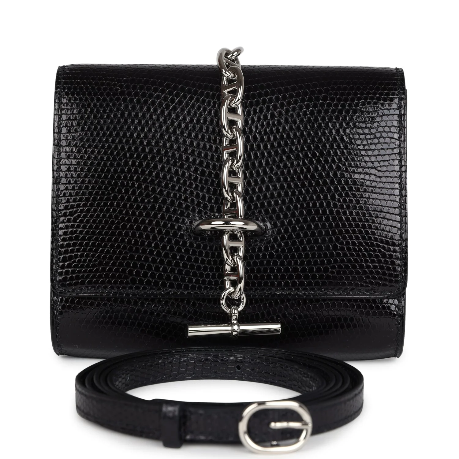 C688BFB1-BD48-680E-7F38-4E14B3592043.webp Hermes Chaine d' Ancre Wallet to Go Black Varanus Niloticus Lizard Palladium Hardware - Image 1