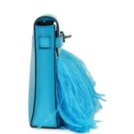 Hermes Kelly Elan Foile Bleu Frida Chevre Chamkila and Ostrich Feathers Palladium Hardware - Image 3