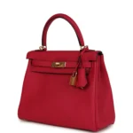 Hermes Kelly Retourne 25 Framboise Togo Gold Hardware - Image 5