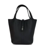 Hermes Picotin Lock 22 Black Clemence Palladium Hardware