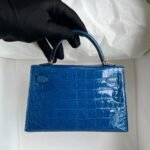 Kelly2 Mini 19 American crocodile skin Blue - Image 4