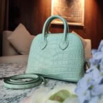 Hermes Bolide Mini 18CM Matte crocodile leather mint green
