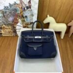 HERM&Egrave;S Limited Edition Birkin Cargo 25-35 in Gold Swift leather and Canvas with Palladium hardware customization